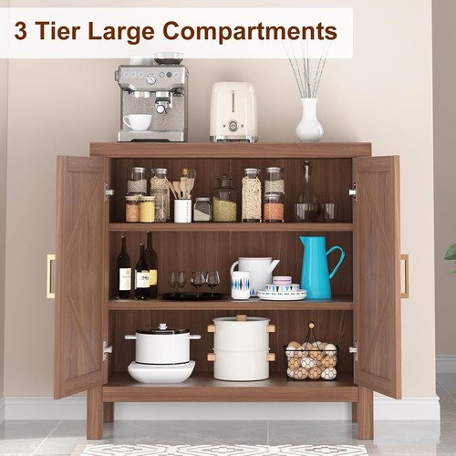 Sideboard Buffet Storage Cabinet, Wooden Bar Cabinet Storage Cabinet Living Room - Picture 5 of 8