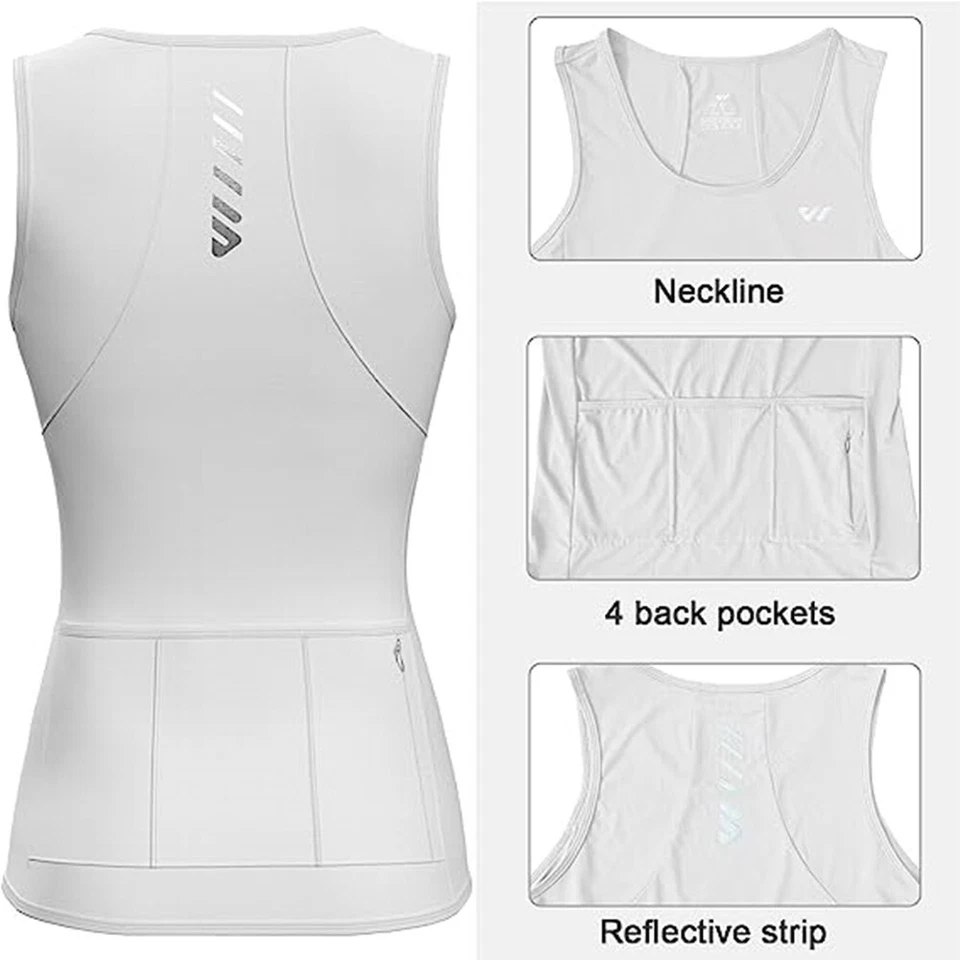 Wulibike Mujeres Ciclismo Jersey Sin Mangas Chaleco Deportivo Camiseta Interior Verano Secado Rápido Foto 3 de 4