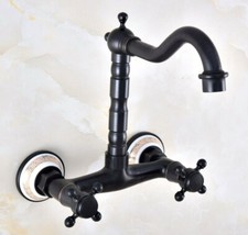 Black oil Antique Brass Wall Mount Kitchen Bathroom Sink Mixer Tap Faucet 2nf872