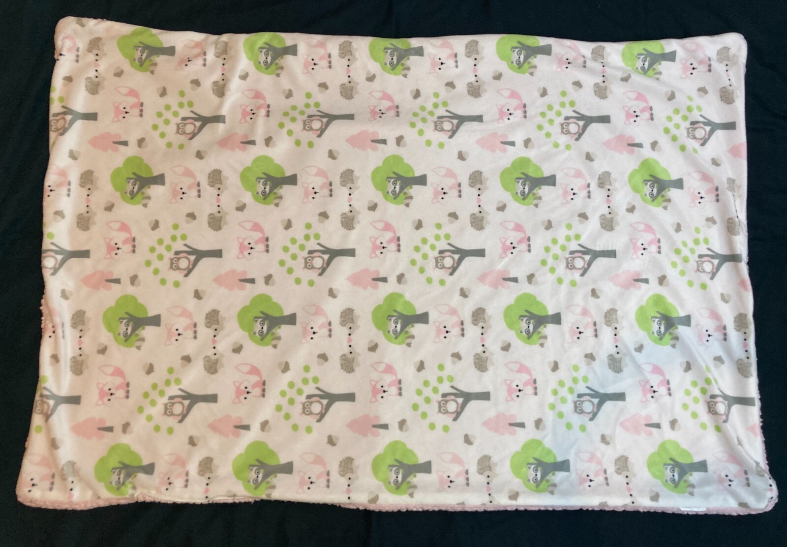 Blankets and Beyond Baby Girl's Pink Sherpa White Raccoon Owl Fox Forest Blanket eBay