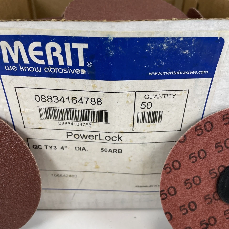 Merit Powerlock 4" Dia. Quick Change Grit 50 Type 3 Disc QTY (50) - Image 4 of 4