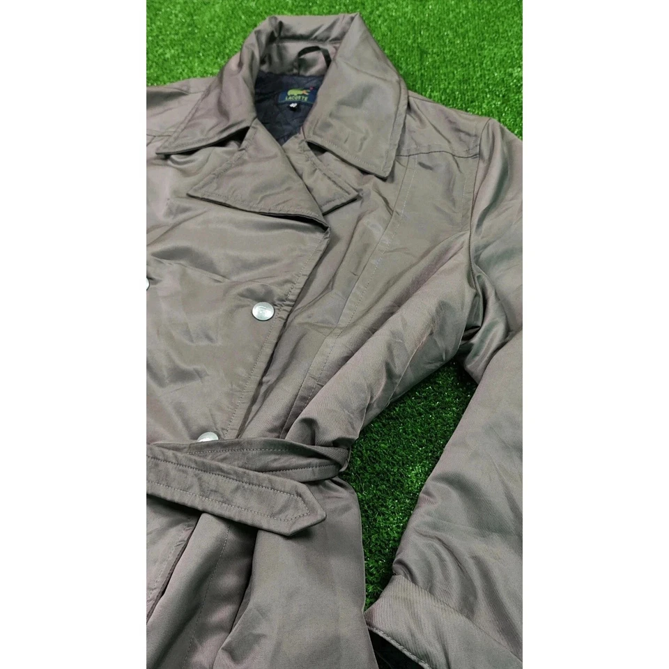 复古 Lacoste 外套夹克女式 40 S-M 米色长户外腰带扣 90 年代* — 第 2/4 张图片