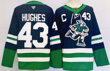 For Men's Quinn Hughes 43 Green Vancouver Canucks MEN ALL Embroidered Sizes