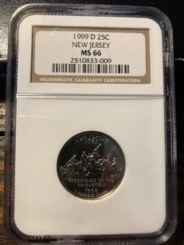 1999 D NEW JERSEY STATE QUARTER NGC MS66 BUSINESS STRIKE