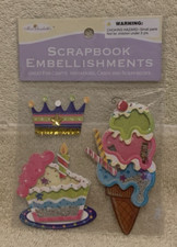 3 Pc Miss Elizabeth's BIRTHDAY Scrapbook Embellishments Stickers Sealed - NEW