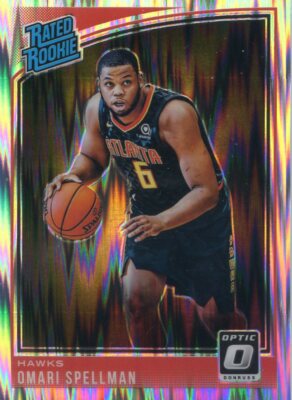 2018-19 PANINI OPTIC SILVER RATED ROOKIE RC SHOCK OMARI SPELLMAN HAWKS NO. 196