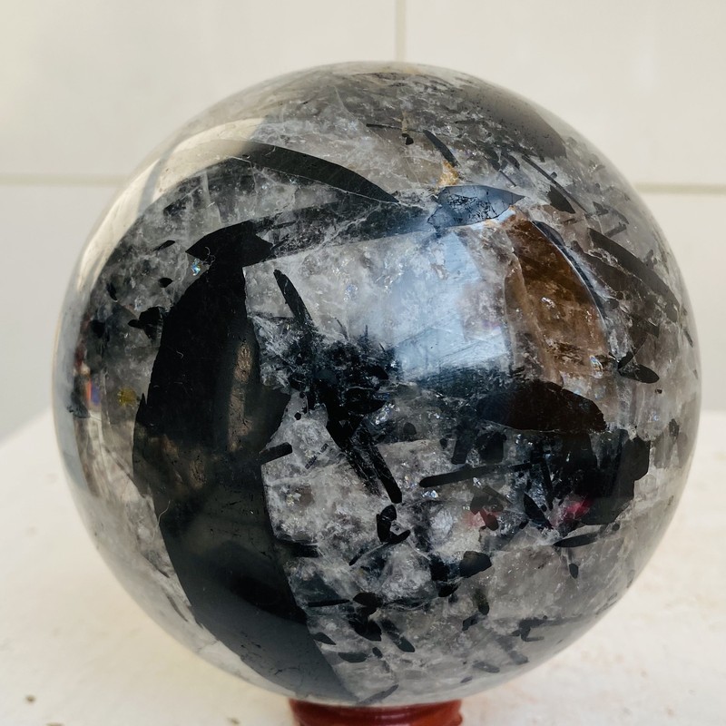 Natural Black Tourmaline crystal Sphere quartz crystal energy 2020g