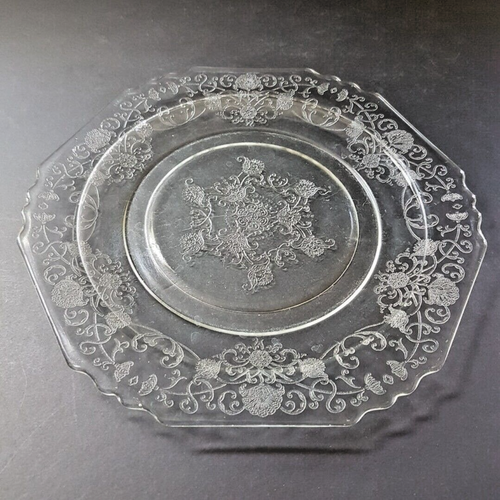 Hazel Atlas FLORENTINE #1 Clear Depression Glass, 9.75 Inch Dinner Plate, Poppy - Picture 4 of 10