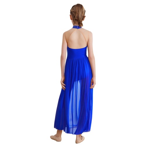 Kids Girls Bodysuit Dance Dress Keyhole Back Unitard Flowy Leotard Competition - Picture 10 of 54