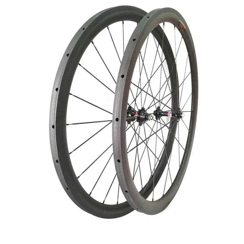 Set ruote bici da strada 700c fibra di carbonio tubolari ruote bici 38mm profondità 20 24H