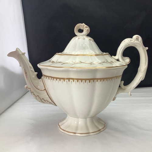 Victorian Teapot - Cream & Gilt Antique Teapot - Part Mark - Philip Miller 724