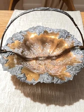 Beautiful Antique Silver Plate Fruit Basket With Handle Deep With Floral Design