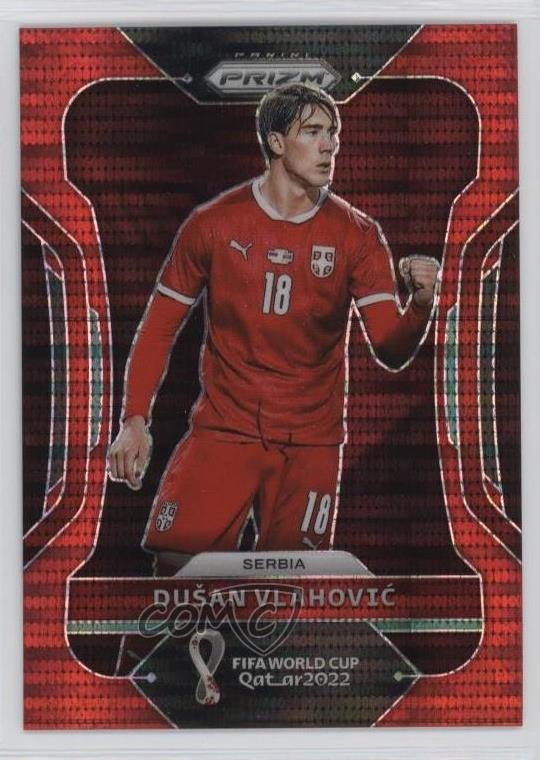 2022 Panini Prizm World Cup Qatar Breakaway Red 10/99 Dusan Vlahovic #255 04ae
