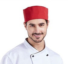 Nanxson 2Pcs Chef Skull Cap Adjustable Breathable Beanie One Size, Red