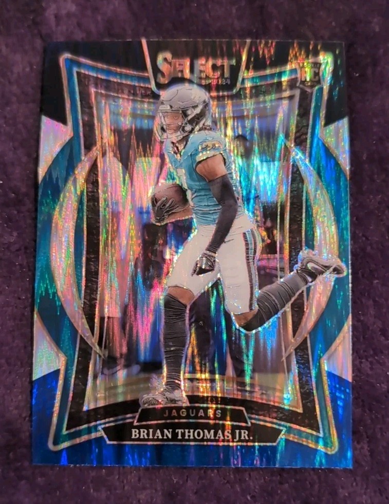 2024 Panini Select Brian Thomas Jr. (RC) BLACK & BLUE SHOCK PRIZM #91 JAGUARS 