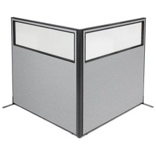 60-1/4"W x 60"H Freestanding 2-Panel Corner Room Divider with Partial Window