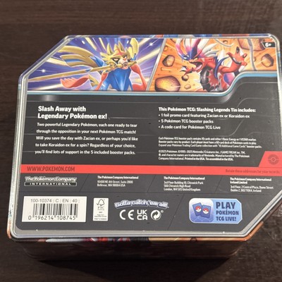 Pokemon 2025 Slashing Legends Collectors Tin -KORAIDON EX (5 Packs & 1  Foil) New | eBay