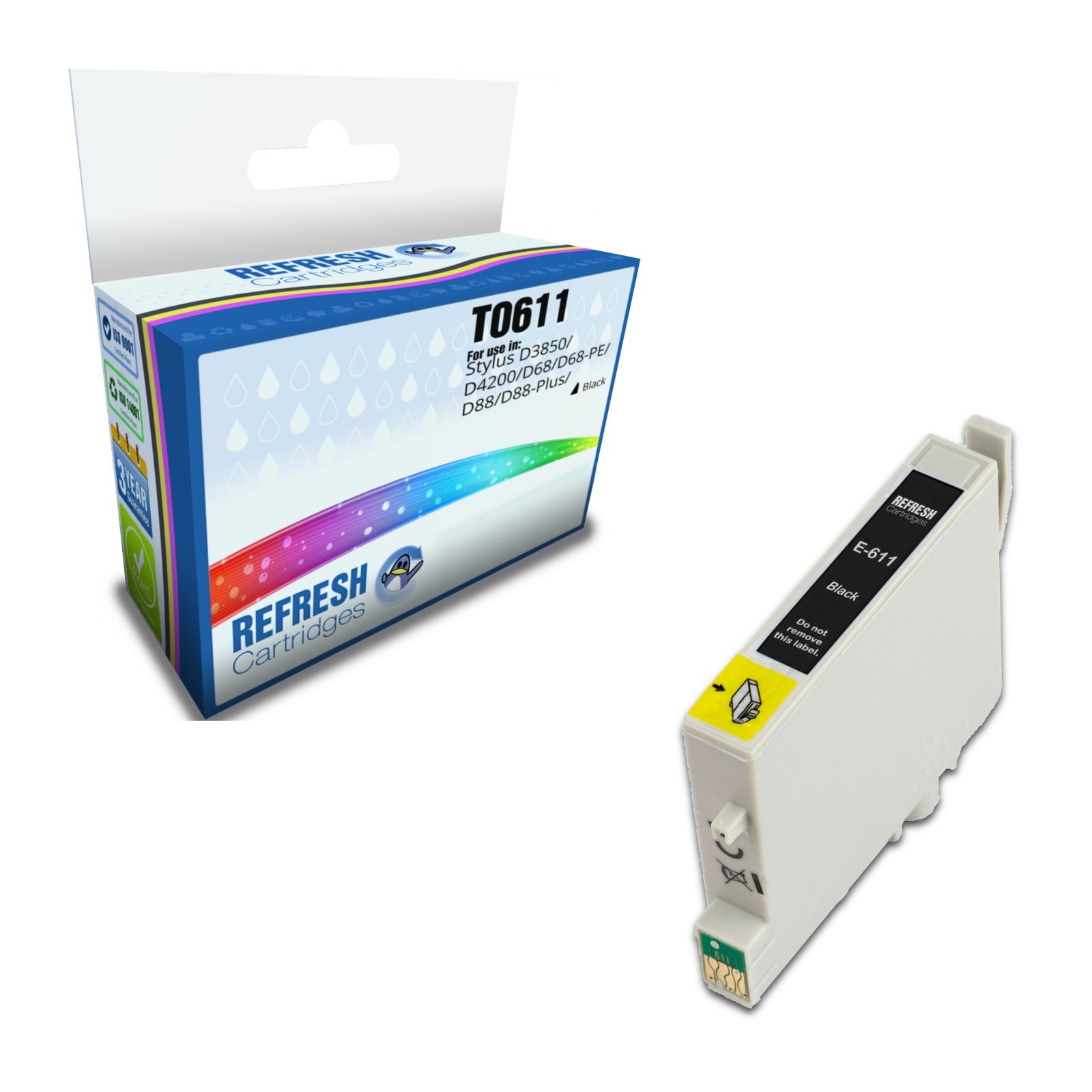 Refresh Cartridges Black T0611 Ink Compatible With Epson Printers