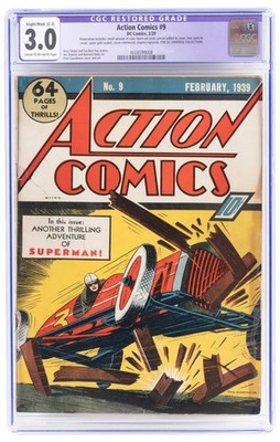 1939 D.C. Comics Action Comics 9 CGC 3.0. Early Superman Story