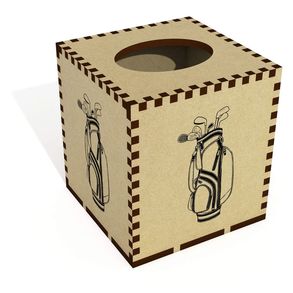 Square 'Golf Bag Filled with Irons and Woods' Tissue Box Cover (TB00061737) - Image 1 of 1