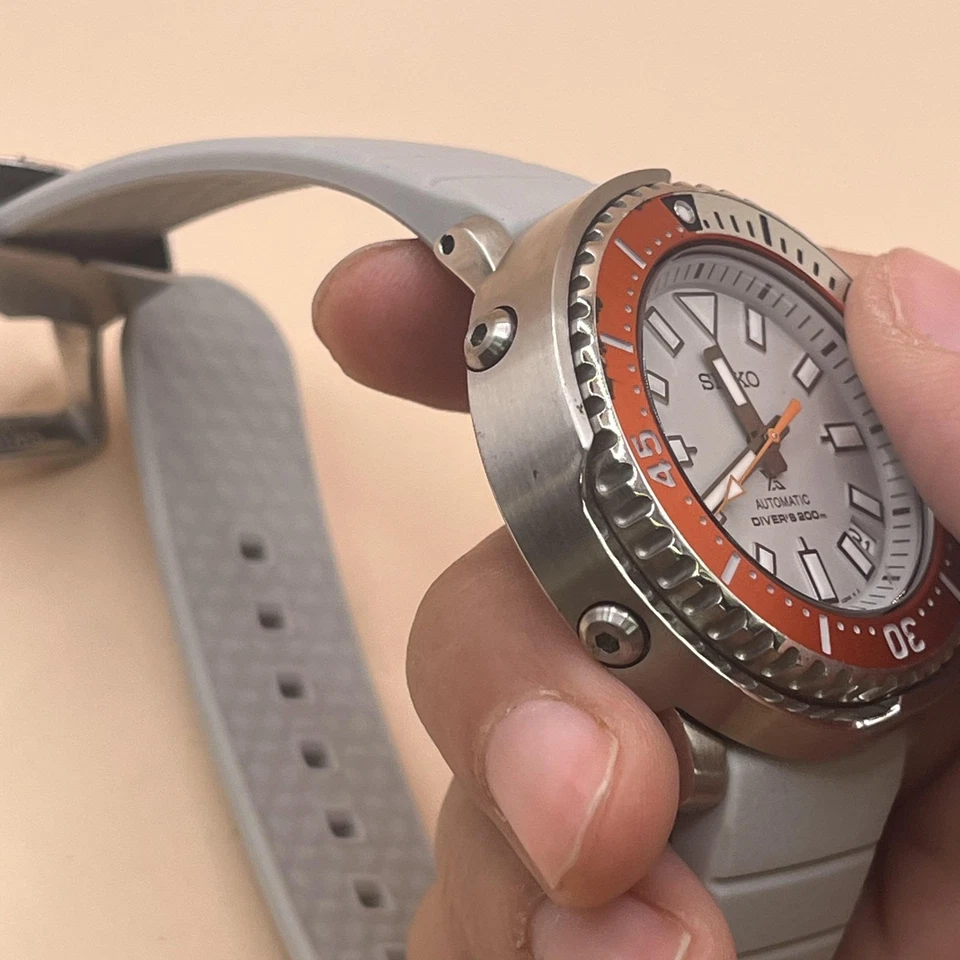 Seiko Prospex relógio de mergulho automático 200m atum masculino moldura laranja cinza limitado - Imagem 4 de 4