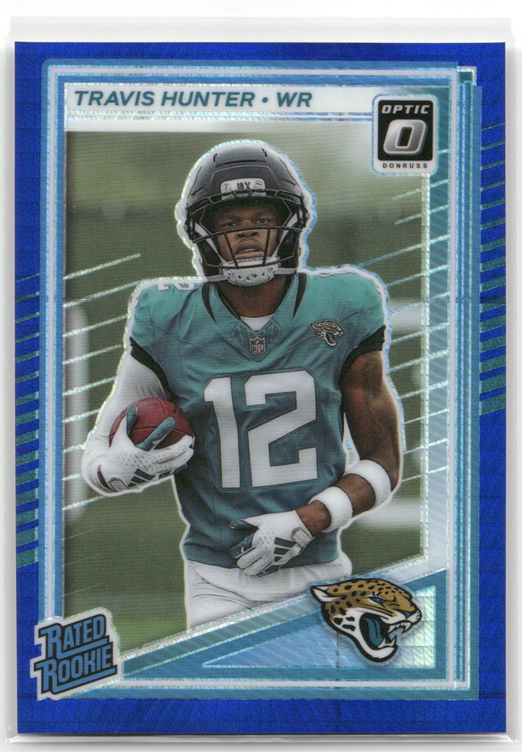 Travis Hunter 2025 Donruss Optic Blue Hyper #201 RC Jacksonville Jaguars