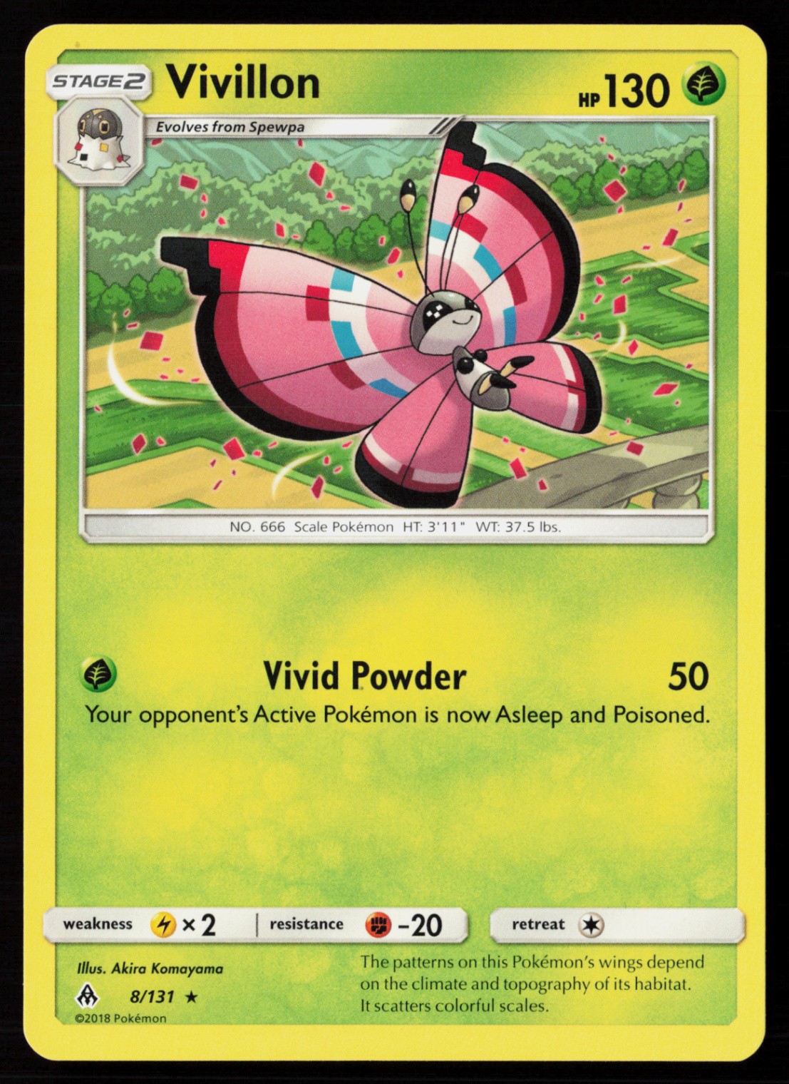 Vivillon 8/131 Normal Pokemon TCG SM - Forbidden Light LP