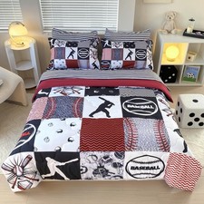 7 Piece Baseball Comforter Set Bed in A Bag Twin Size 3D Softball Sports Bedd...