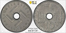 Germany 10 Pfennig 1940-A *PCGS UNC detail* *Military Occupation*