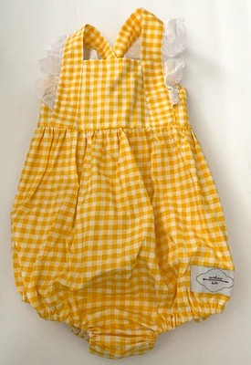Toddler Caroline Kate GINGHAM BIB ROMPER 3T Girls SUN SUIT 1pc Eyelet Trim CHECK