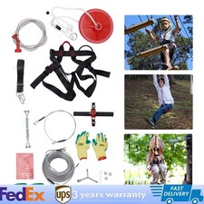 160 Feet Zip Line Kit For  Adult Up To 330Lb w/ Galvanized Iron Ziplin USA