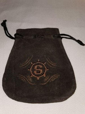 STARLINGEAR S-GEAR S LEDER ETUI BAGGY BAG TASCHE BEUTEL SACK BESTICKT BRAUN RING
