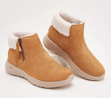 Skechers On-the-GO Joy Sherpa-Lined Ankle Boots-Happily Cozy-Chestnut-8M-A520162