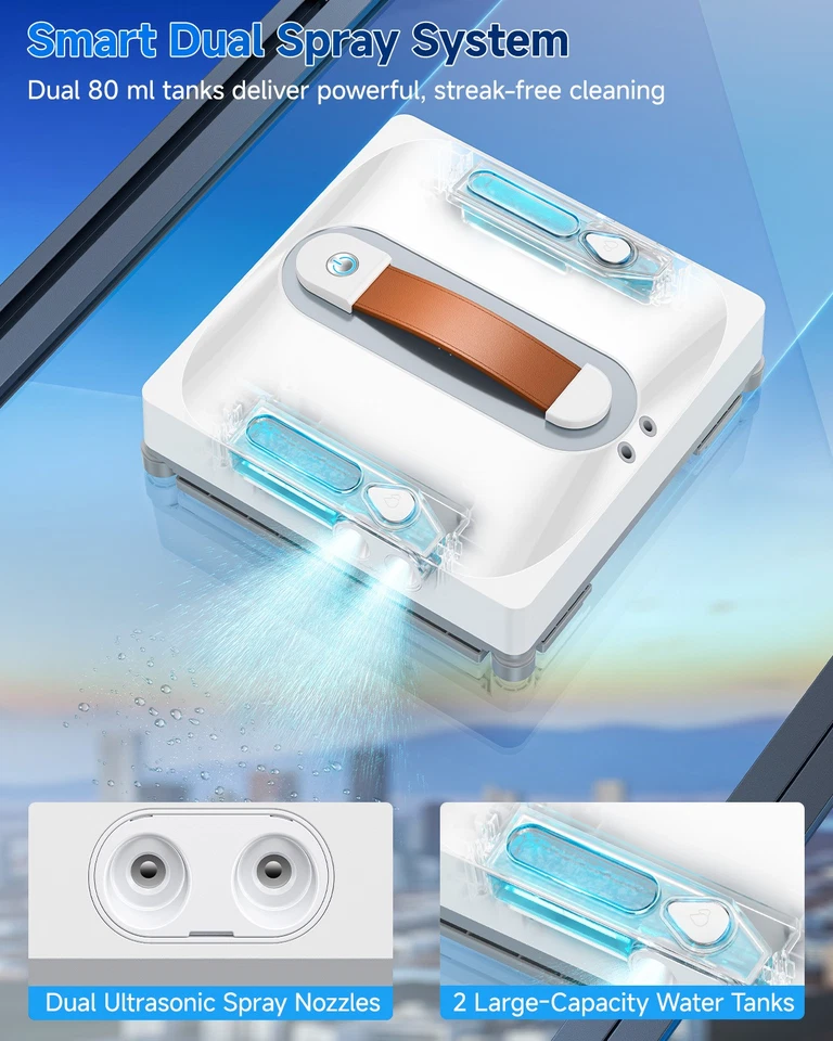 Smart Fensterputzroboter Fernbedienung mit Dual-Wasserspray Anti-Fall 6500Pa NEU - Bild 4 von 4