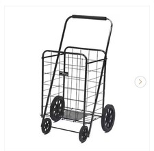 Jumbo Shopping Cart W/ Double Basket and Swivel Wheels With Matching Black Liner
