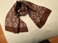 Vintage ECHO Silk Scarf Hand Rolled 46" x 15" Geometric Pattern Used