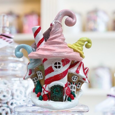 NEW PEPPERMINT SQUARE Pink GINGERBREAD HOUSE Ice Cream Christmas Decor
