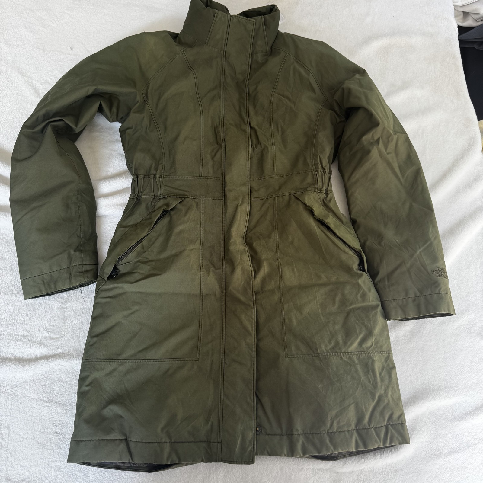 North Face Womens XS Down Parka Hooded Long Coat F15 Repairable Winter Jacket