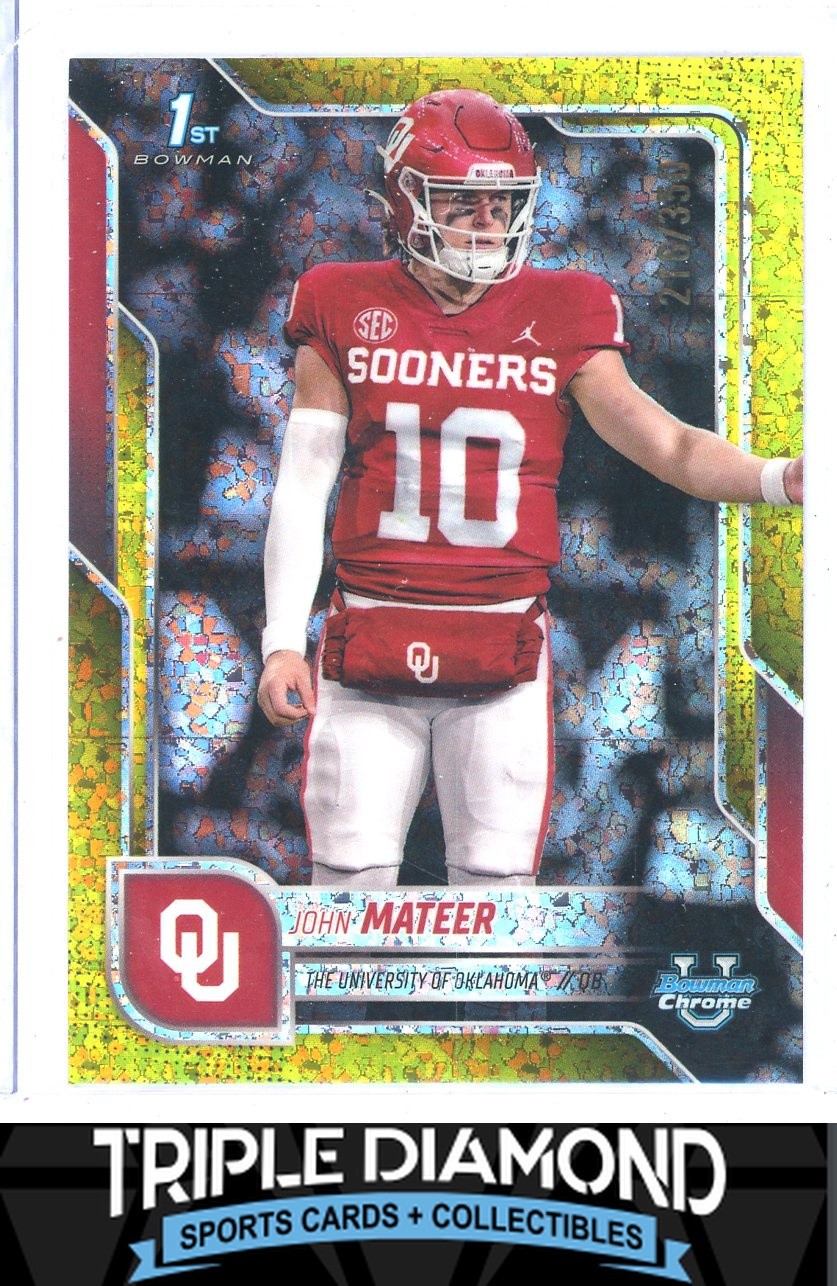 2025 Bowman University Chrome 1st John Mateer Yellow Mini Diamond #216/350 L977