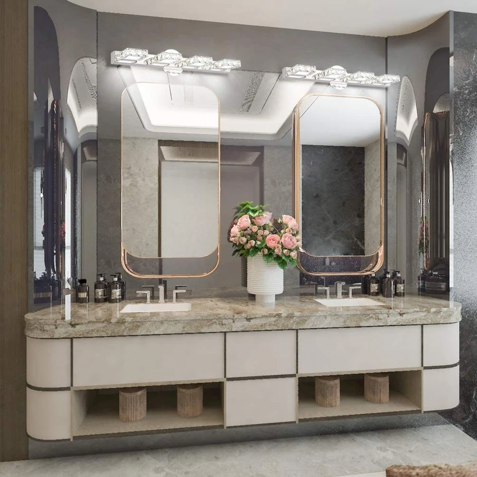 Luces de tocador de cristal de 24,4 pulgadas luces de tocador LED modernas para iluminación de baño... Foto 3 de 4