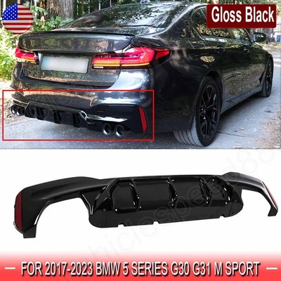 For 2017-2023 BMW G30 5 Series M5 Style Sport Rear Bumper Diffuser Valance Black