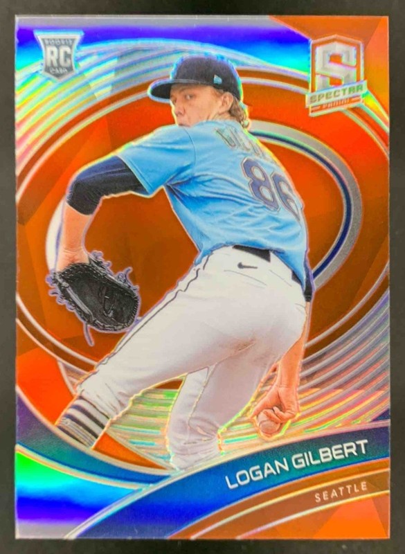 Logan Gilbert 2021 Panini Spectra Neon Orange RC Mariners /20