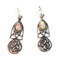 Vintage Celtic Knot Earrings by Miracle Scottish Style Jewellery with Faux Opal