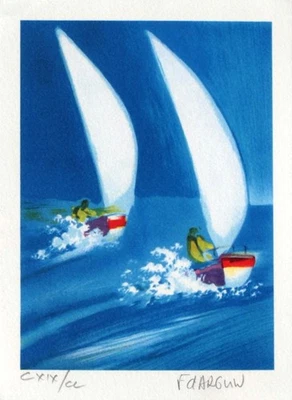 François D'ARGUIN lithographie Petite suite : régate VIII 1994 signé - Photo 1/2