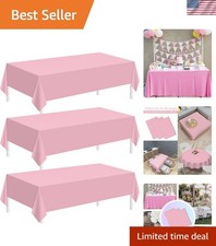 3 Pack Pink Plastic Tablecloth for Rectangle Tables 54" x 108" Pink Disposabl...
