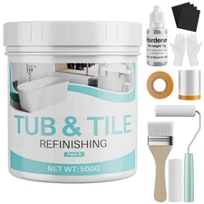 Tile Paint 17oz Tub and Tile Paint Refinishing Kit with Tools and Hardener Ea...
