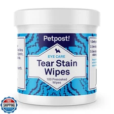 Petpost | Tear Stain Remover Wipes - Presoaked Cotton Pads - Best Natural Eye