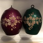 Vtg Carved Etched Floral Wood ORNAMENT Lot 2 Mexico Folk Art TIKI Gourd 4” Xmas — photo 2