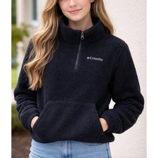 Columbia Kids Black Fleece Sherpa Half Zip Pullover Jacket Size M