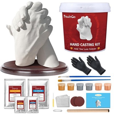 PewinGo Hand Casting Kit With Base - DIY Plaster Mold for Couples, White 